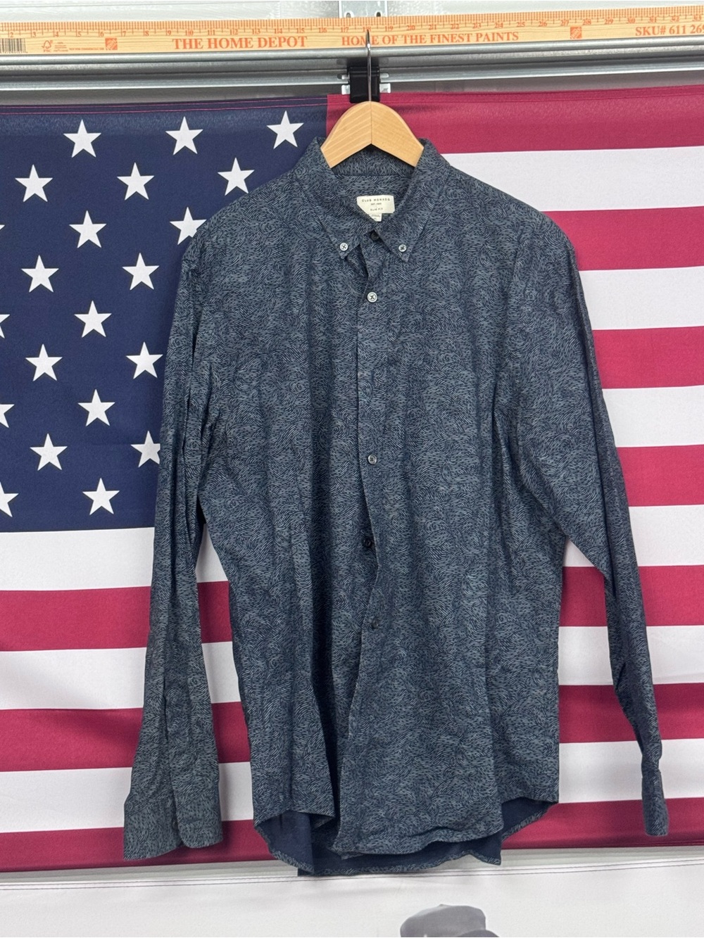 Club Monaco Navy Micro-Print Button-Down Shirt